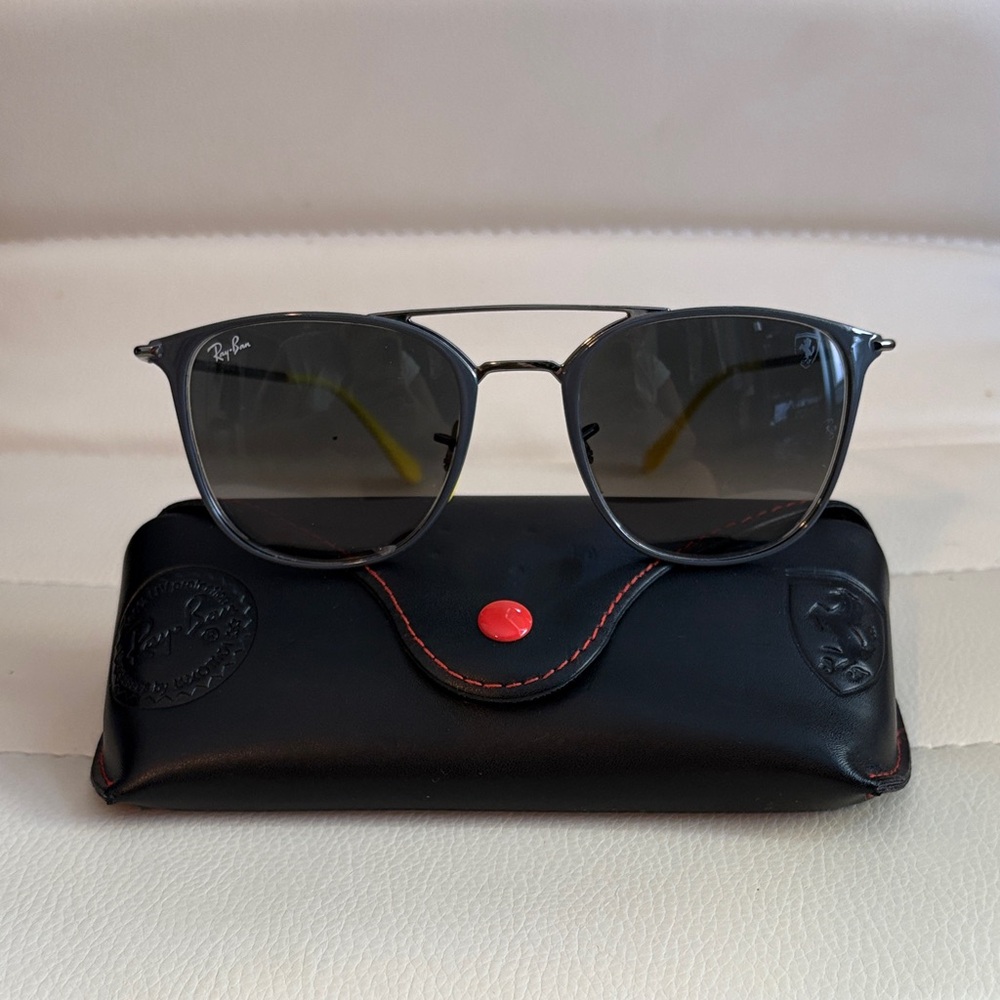 Ray-Ban X Ferrari Gray Sunglasses with Yellow Accents